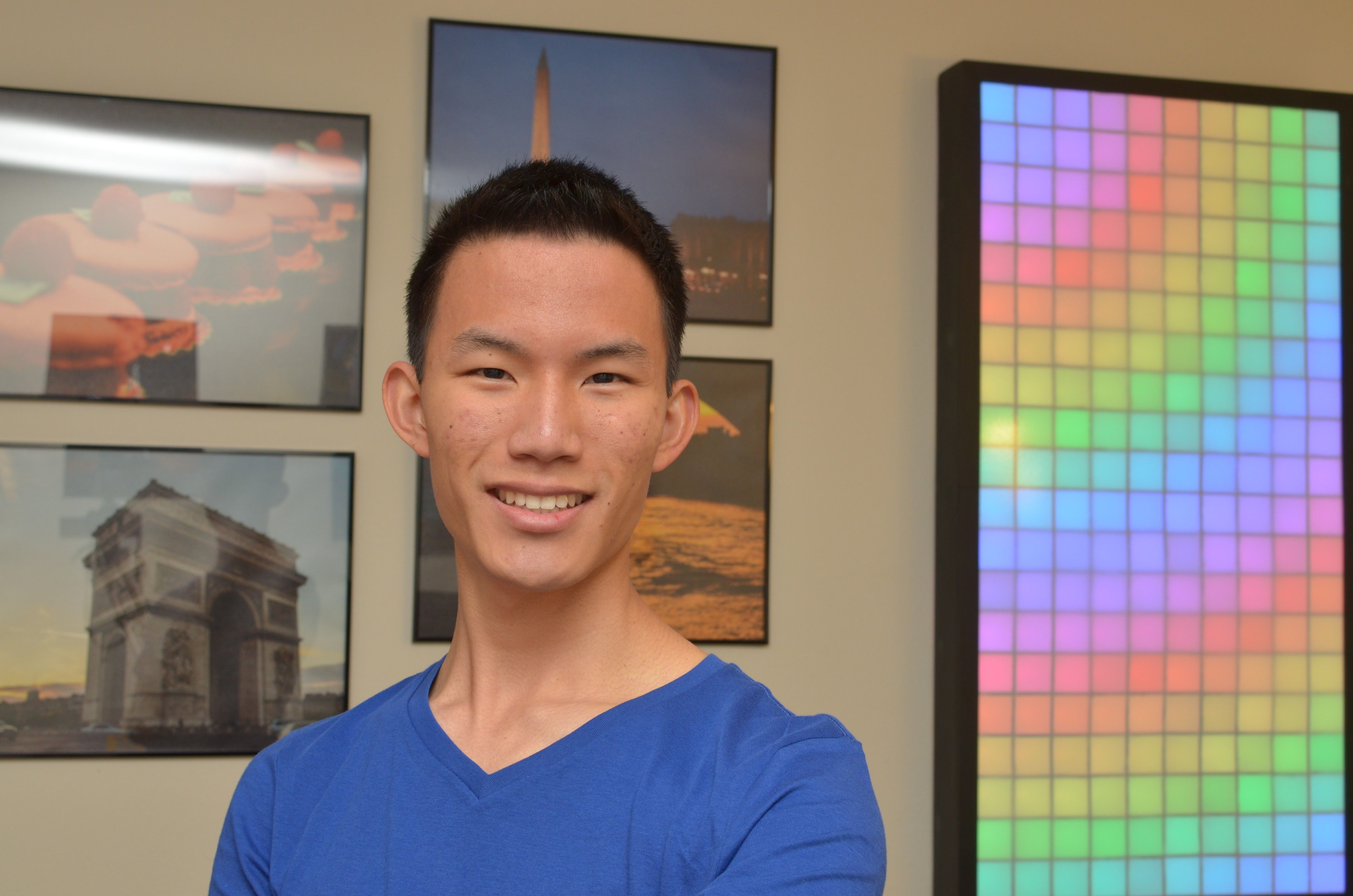 Self portrait with LED board
