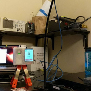 Testing the sensor on the workbench.